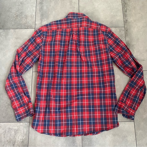 J. Crew blue red plaid slim cotton button down shirt size Medium - Picture 2 of 5